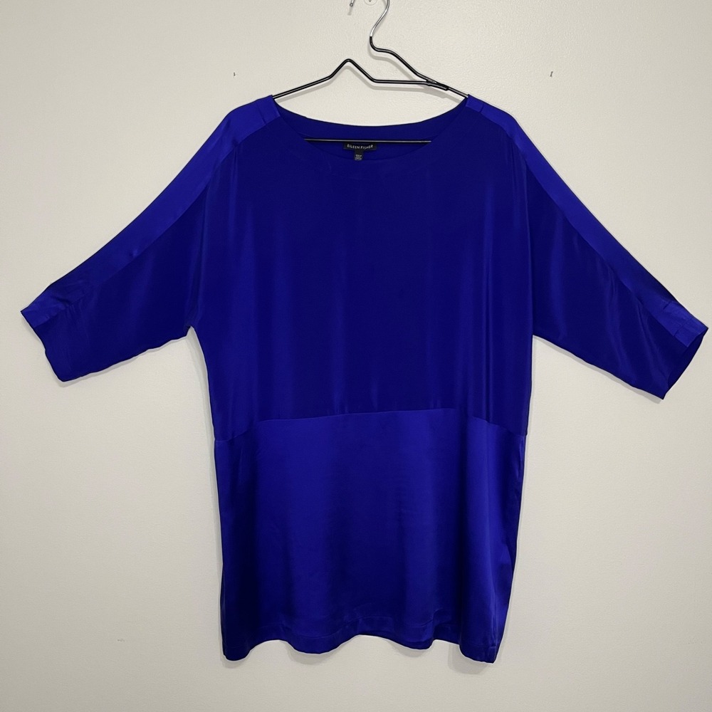 Eileen Fisher Purple Silk Tunic Women's PS Minimalist Quiet Luxury Timeless